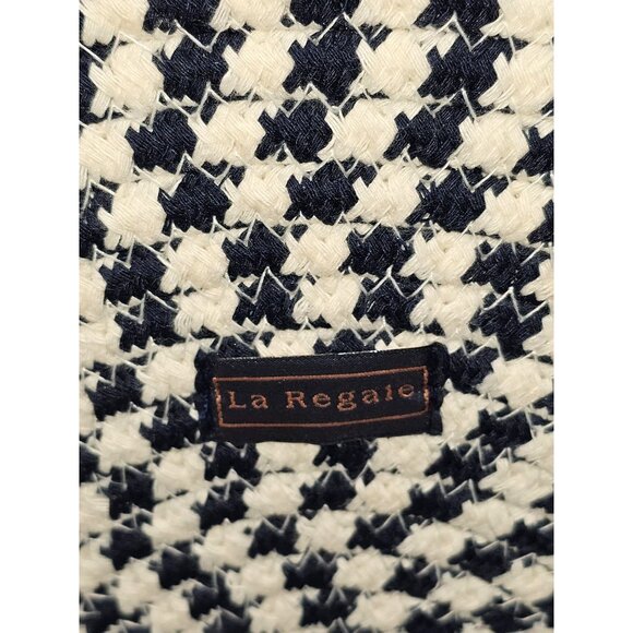 La Regale Women's Black White Round Woven Houndstooth Tote Bag Tassel Sz L 2632 - Picture 7 of 10